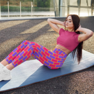 Leggings Elegante Gimnasio de Ladrillo Rosa Yoga Mujeres Le