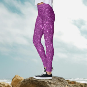 Leggings Elegante Glam Magenta Purple Sparkle Purpurina Fie