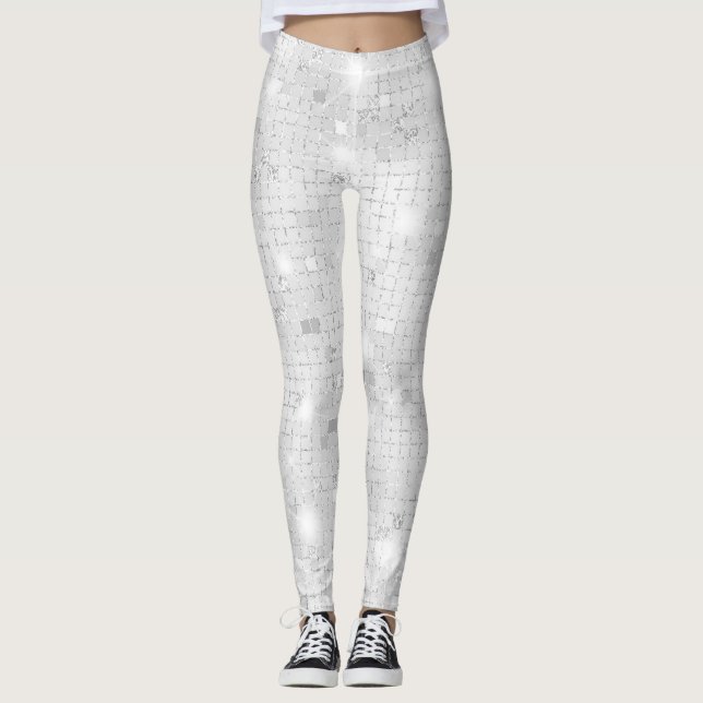 Leggings Elegante Glam White Silver Glitz Sparkle (Anverso)