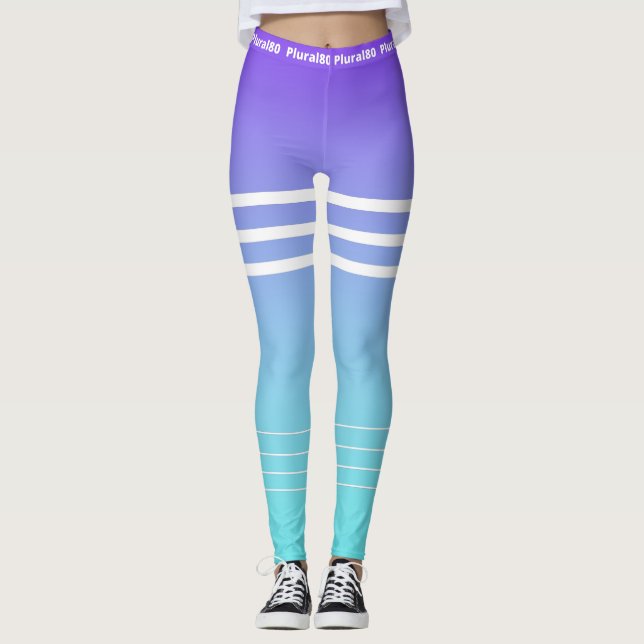 Leggings Elegante gradiente azul violeta entrenamiento blan (Anverso)
