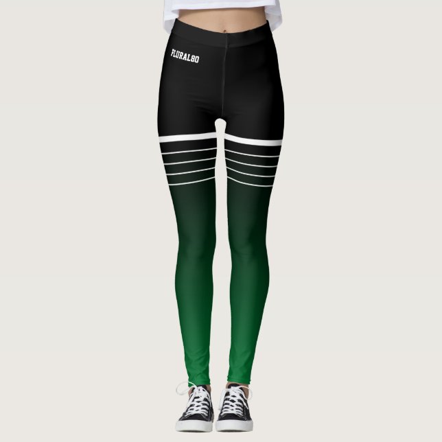 Leggings Elegante gradiente de degradado verde negro (Anverso)