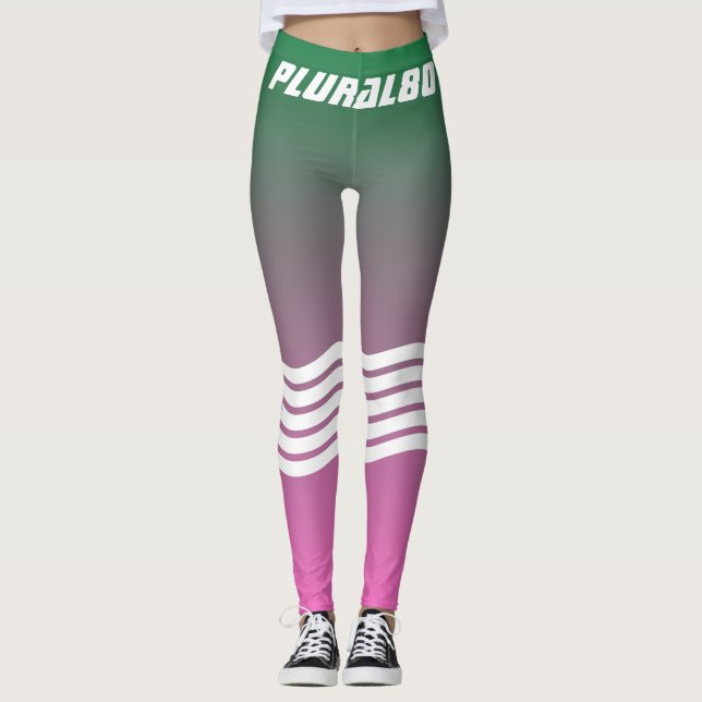 Leggings Elegante gradiente rosa verde monogramado deportiv (Anverso)