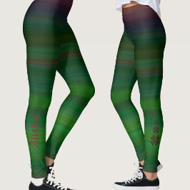 Leggings Elegante Gradiente Verde Shamrock Nombre personali