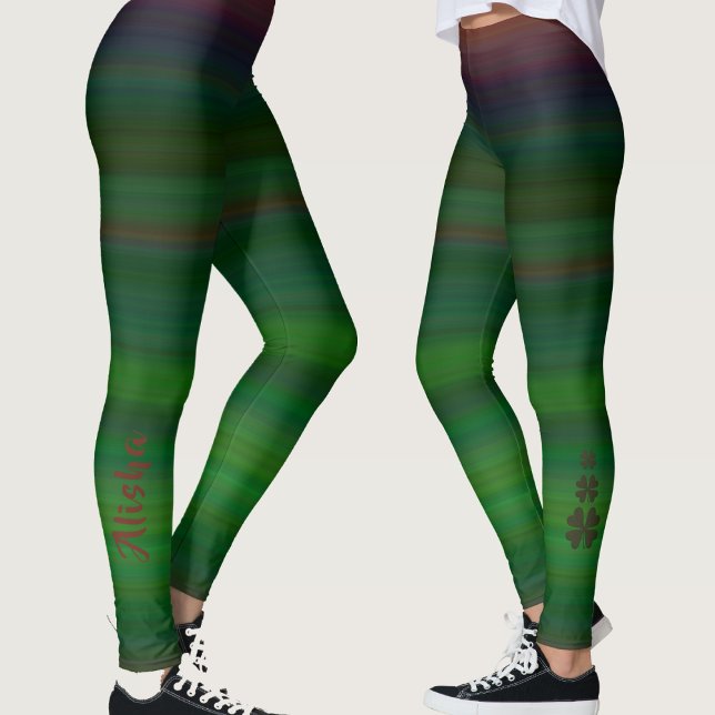 Leggings Elegante Gradiente Verde Shamrock Nombre personali (Subido por el creador)