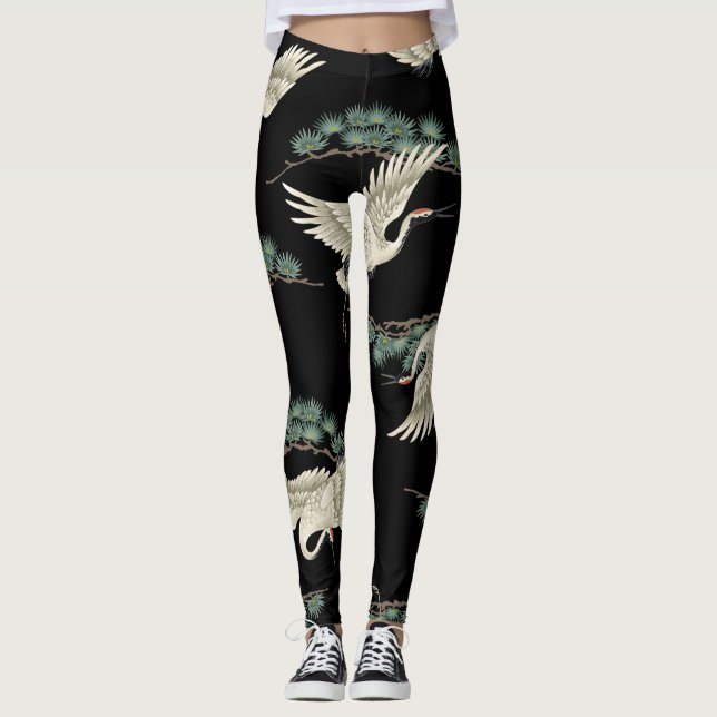 Leggings Elegante grúa japonesa: representación artística. (Anverso)