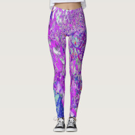 Leggings Elegante hidrangea liga púrpura y azul