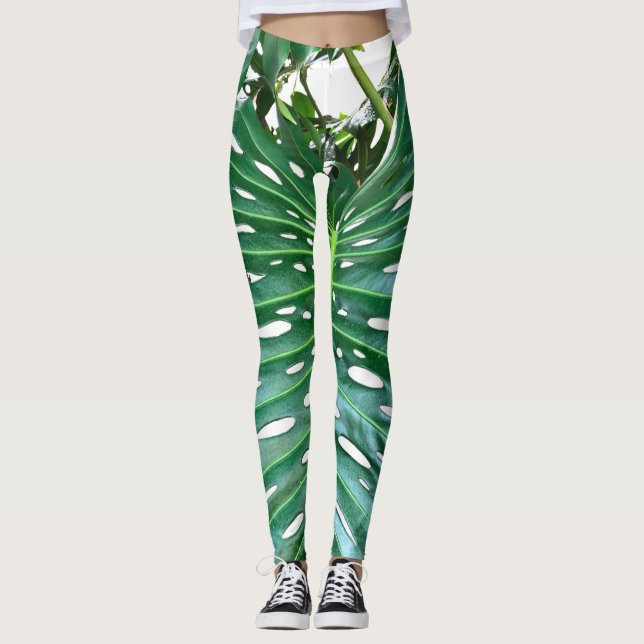 Leggings Elegante hoja de hoja de palma selva tropical selv (Anverso)
