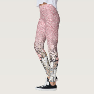 Leggings Elegante imagen Purpurina de gradiente rosa dorado