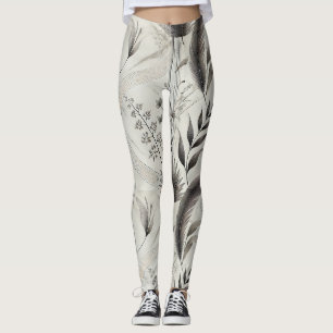 Leggings Elegante Impresión botánica de alta costura