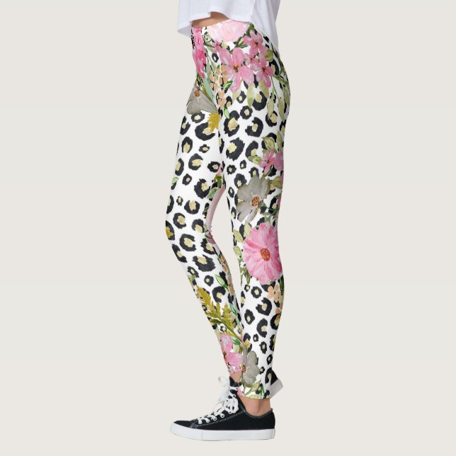 Leggings Elegante impresión de leopardo y diseño floral (Izquierda)