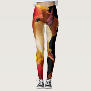 Leggings Elegante Iris Germanica con barba multicolor