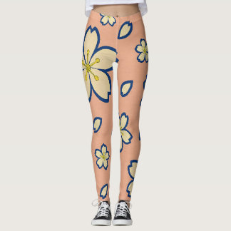 Leggings Elegante Kimono de Melocotón – Floral Tradicional 