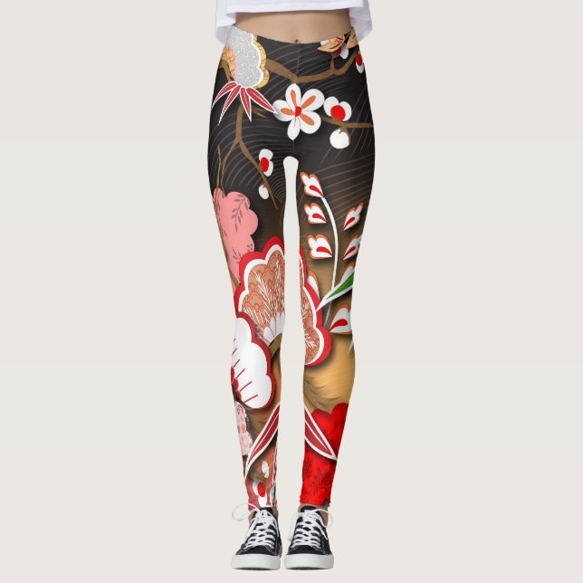 Leggings Elegante Kimono otoñal japonés (Anverso)