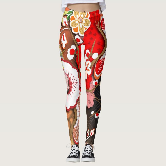 Leggings Elegante Kimono otoñal japonés (Anverso)