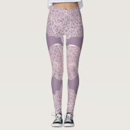 Leggings Elegante Lavanda Patrón de encaje Leyendas Arte de