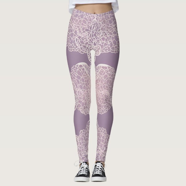 Leggings Elegante Lavanda Patrón de encaje Leyendas Arte de (Anverso)