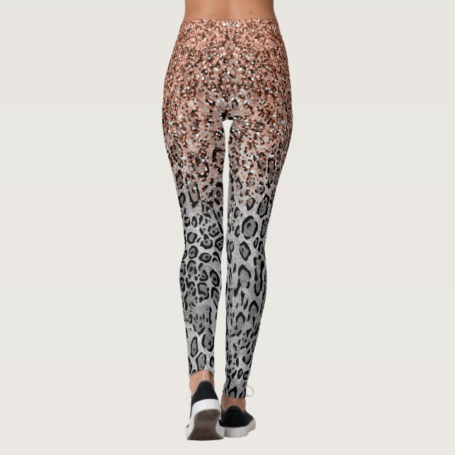 Leggings Elegante leopardo Rosa dorado de Purpurina (Reverso)