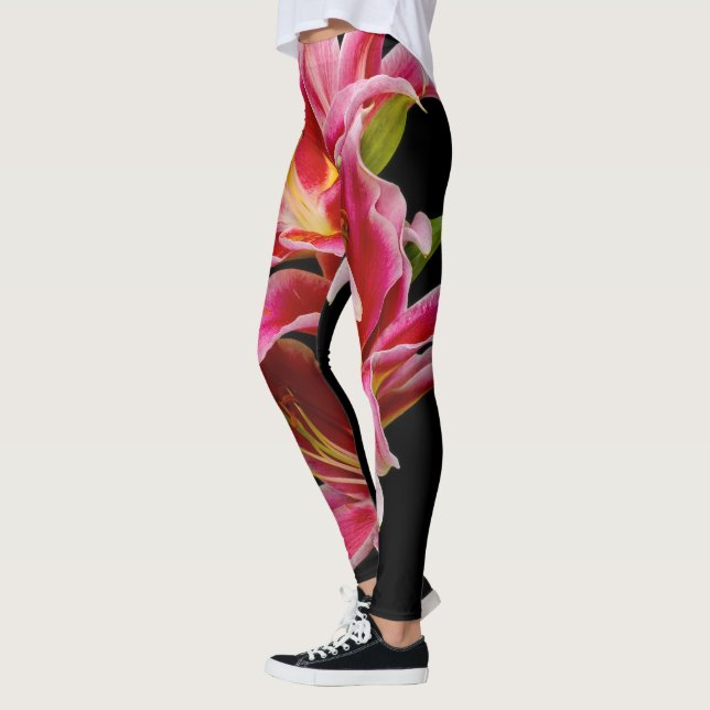 Leggings Elegante Lilies Orientales Rosa (Izquierda)