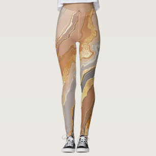Leggings Elegante Mármol Dorado: Fondo Estilizado.