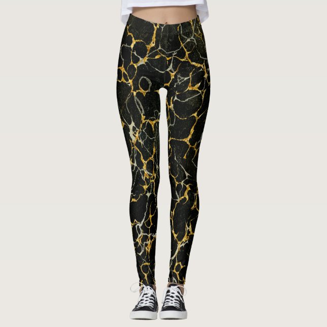 Leggings Elegante marmol moderno mármol marble oro negro or (Anverso)