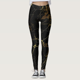 Leggings Elegante mármol negro y dorado
