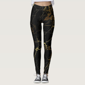 Leggings Elegante mármol negro y dorado
