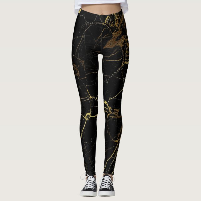 Leggings Elegante mármol negro y dorado (Anverso)