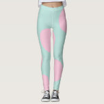Leggings elegante menta y gran patrón de puntos de polka ro<br><div class="desc">El diseño es minimalista,  moderno y elegante,  con puntos rosas sobre un fondo de menta.</div>