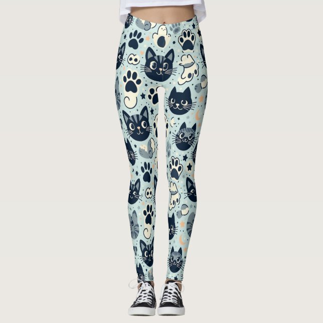 Leggings Elegante Moda de gato negro (Anverso)