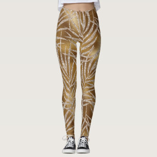 Leggings Elegante Moda de patrón de Purpurina de oro platea