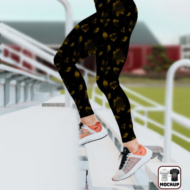 Leggings Elegante Moda Oro y Floral Negro Botánica (Subido por el creador)