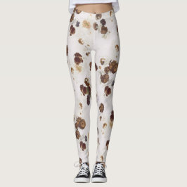 Leggings Elegante Moda Rosas beiges marrones  Floral Toile