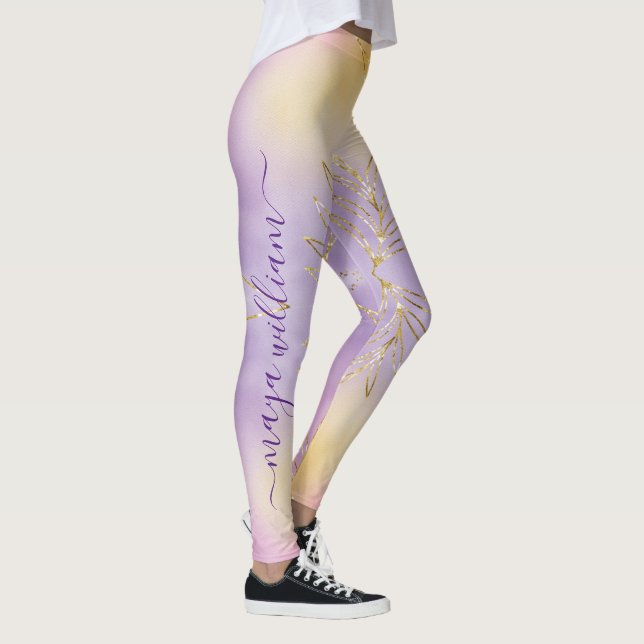 Leggings Elegante Monograma personalizado de Navidades mora (Derecha)