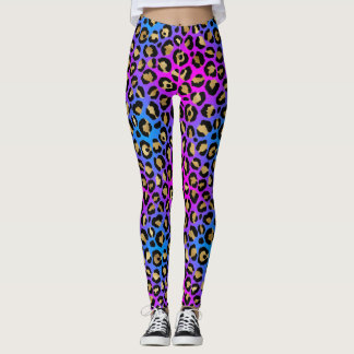 Leggings Elegante Multicolor Neon Leopard Animal Print