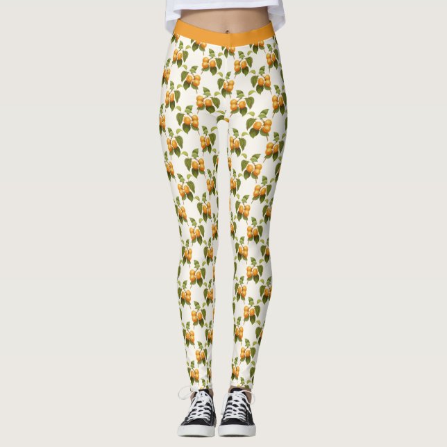 Leggings Elegante Naranja de yoga con flores de fruta en al (Anverso)