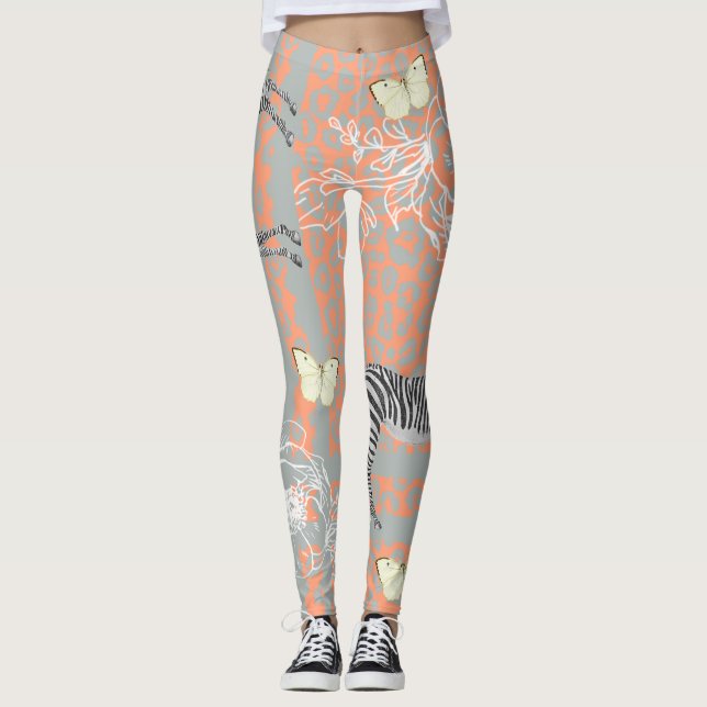 Leggings Elegante Naranja ecléctico moderno de Cantaloupe (Anverso)