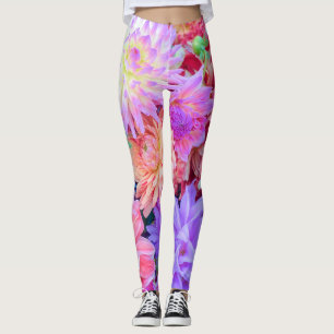 Leggings Elegante Naranja rosa rojo morado flores Bouquet