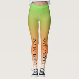Leggings Elegante naranja verde gradiente de texto