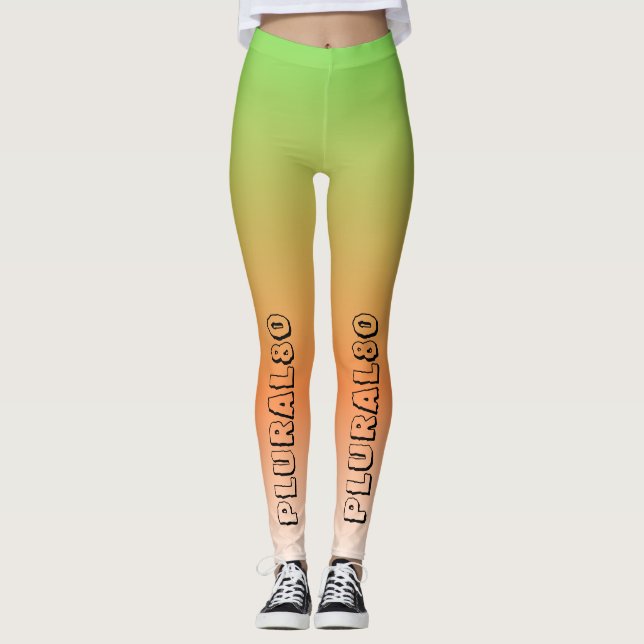 Leggings Elegante naranja verde gradiente de texto (Anverso)