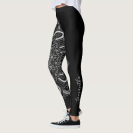Leggings Elegante negro plateado personalizado