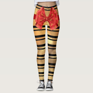 Leggings Elegante negro y dorado purpurina Stripes Moderno