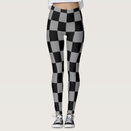 Leggings Elegante negro y gris a cuadros