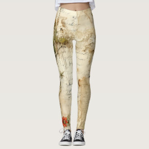 Leggings Elegante nota de amor floral vintage
