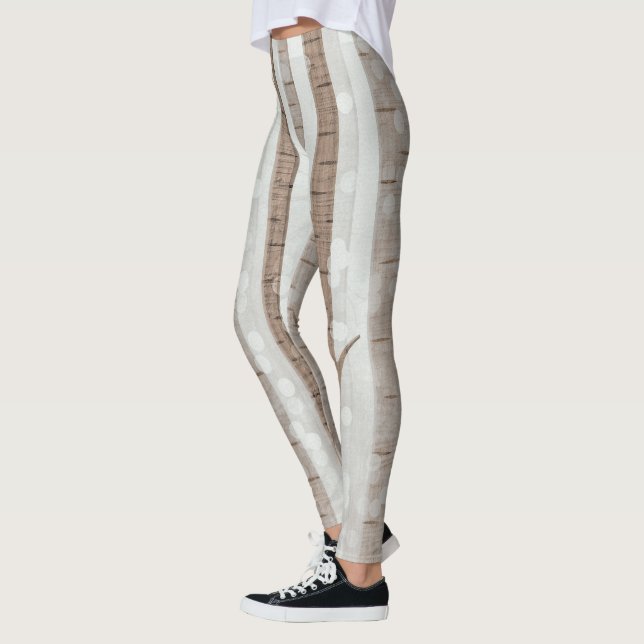 Leggings Elegante obra de arte de los árboles de Birch | (Izquierda)