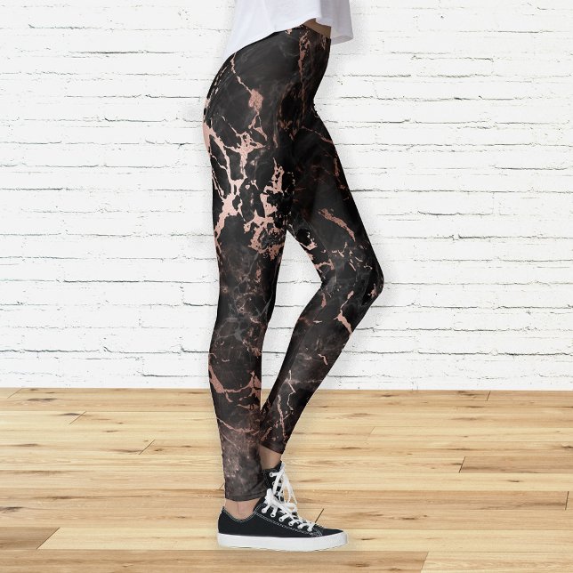 Leggings Elegante oro de mármol negro Rosa (Subido por el creador)