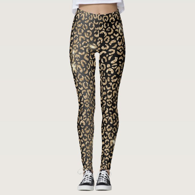 Leggings Elegante parajes de leopardo salvaje de Purpurina  (Anverso)