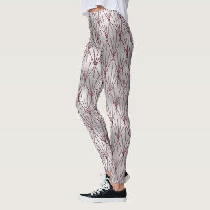 Leggings Elegante Patrón Art Déco Granate Gris Adorable