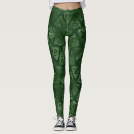 Leggings Elegante patrón celta irlandés verde y dorado