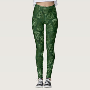 Leggings Elegante patrón celta irlandés verde y dorado