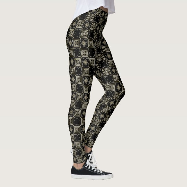 Leggings Elegante Patrón De Baldosas De Estilo Art Deco Mod (Derecha)